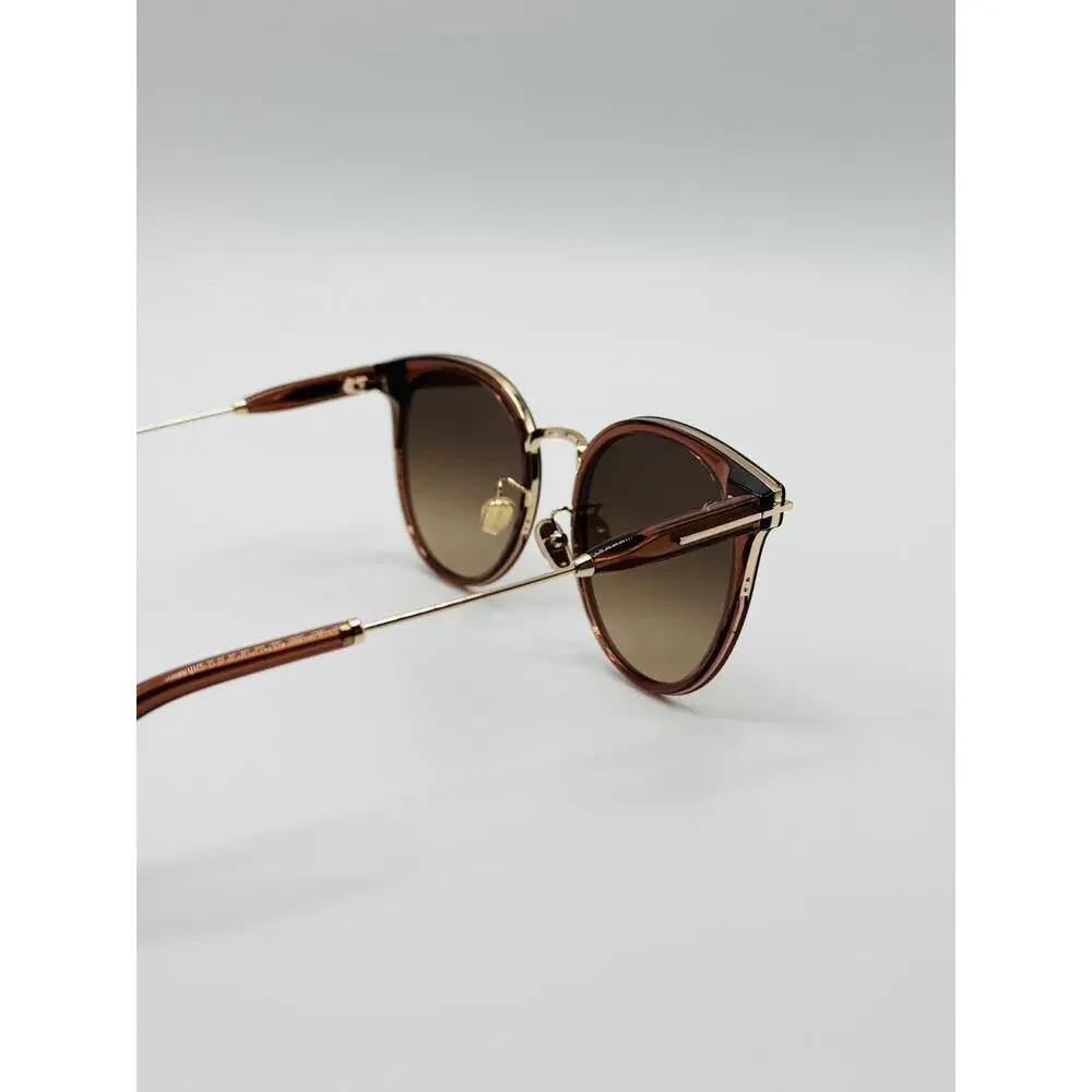Tom Ford Sunglasses TF1244-K 45F Brown Round Brown Gradient Lens 54mm Asian Fit